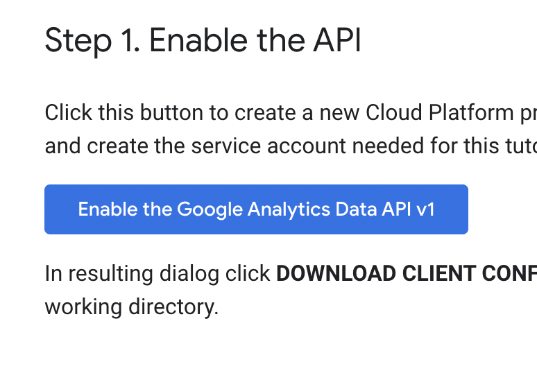 Enable the Google Analytics Data API v1