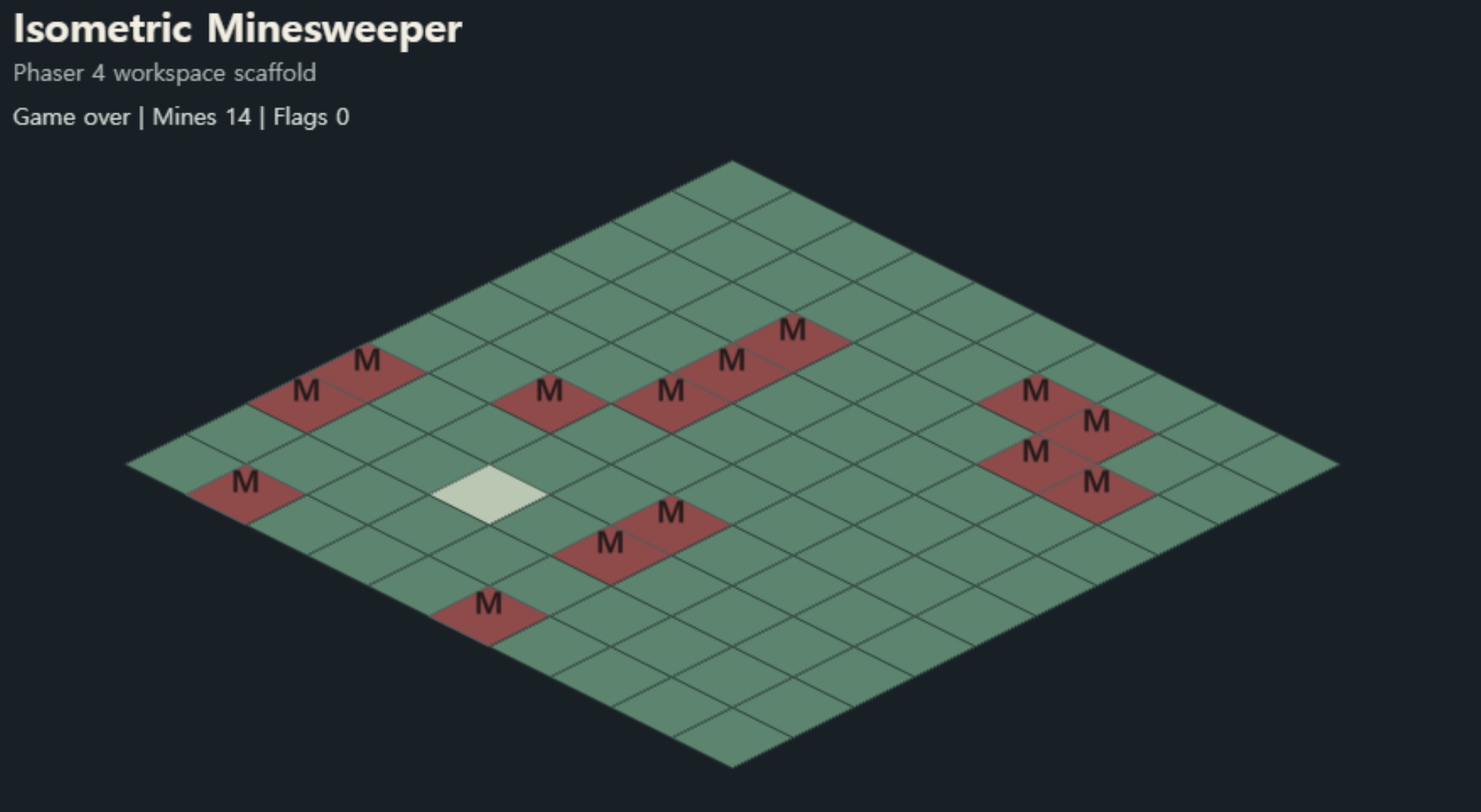 Phaser 4 Isometric Minesweeper 2편 — 첫 클릭에 지뢰 배치하고 숫자 계산하기