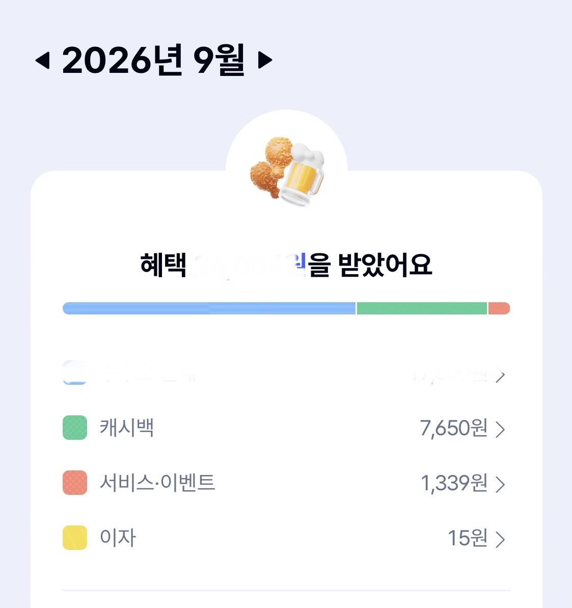 케이뱅크 9월 서비스·이벤트 1,339원, 이자 15원, 별도 캐시백 7,650원